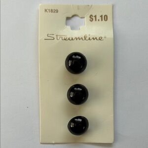 Set of 3 Vintage Streamline Black Buttons